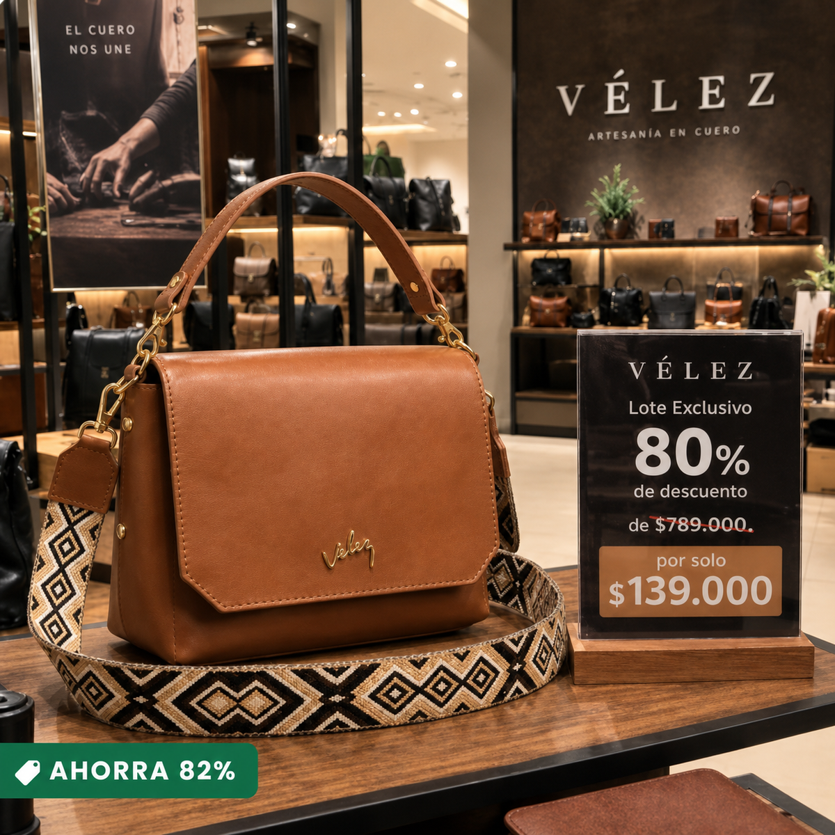 Bolso Carriel Vélez de Cuero Premium - Últimas Unidades Con 80% de Descuento