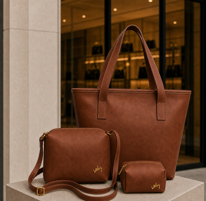 Trío de Bolsos Vélez™ de Cuero Premium – Combo Exclusivo con Estilo y Elegancia