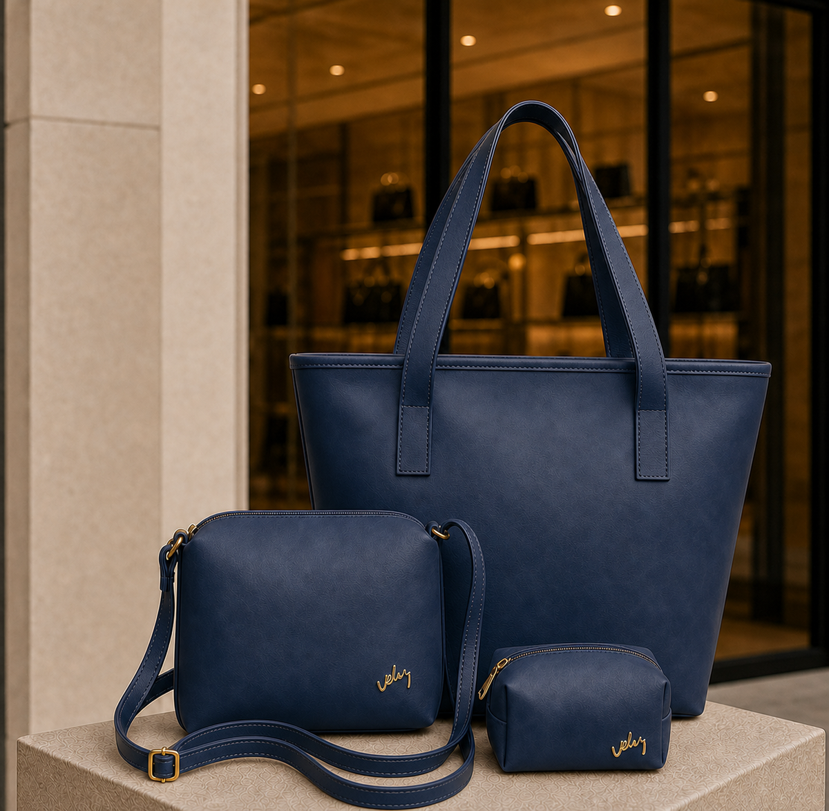 Trío de Bolsos Vélez™ de Cuero Premium – Combo Exclusivo con Estilo y Elegancia