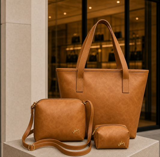Trío de Bolsos Vélez™ de Cuero Premium – Combo Exclusivo con Estilo y Elegancia